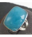 Bague Smithsonite bleue véritable rectangulaire argent 925 taille 59