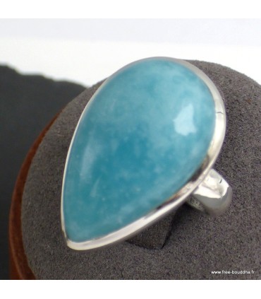 Bague Smithsonite véritable argent 925 goutte naturelle taille 57