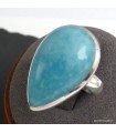 Bague Smithsonite véritable argent 925 goutte naturelle taille 57
