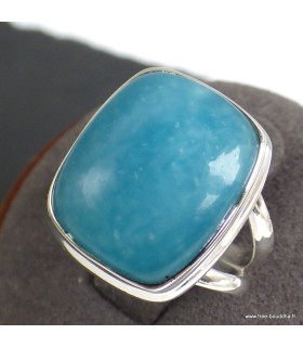 Bague Smithsonite véritable argent 925 rectangulaire taille 55