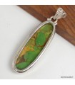 Pendentif Turquoise verte cuivrée du Mohave en Argent 925
