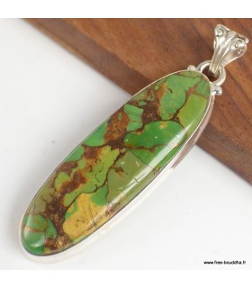 Pendentif Turquoise verte cuivrée du Mohave en Argent 925