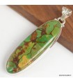 Pendentif Turquoise verte cuivrée du Mohave en Argent 925