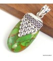 Pendentif Turquoise verte cuivrée grappe et Argent 925