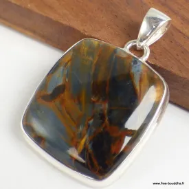 Pendentif Pietersite qualité AAA gris fauve - Bijoux en Pietersite