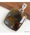 Pendentif Pietersite véritable gris fauve monté en Argent 925