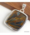 Pendentif Pietersite véritable gris fauve monté en Argent 925