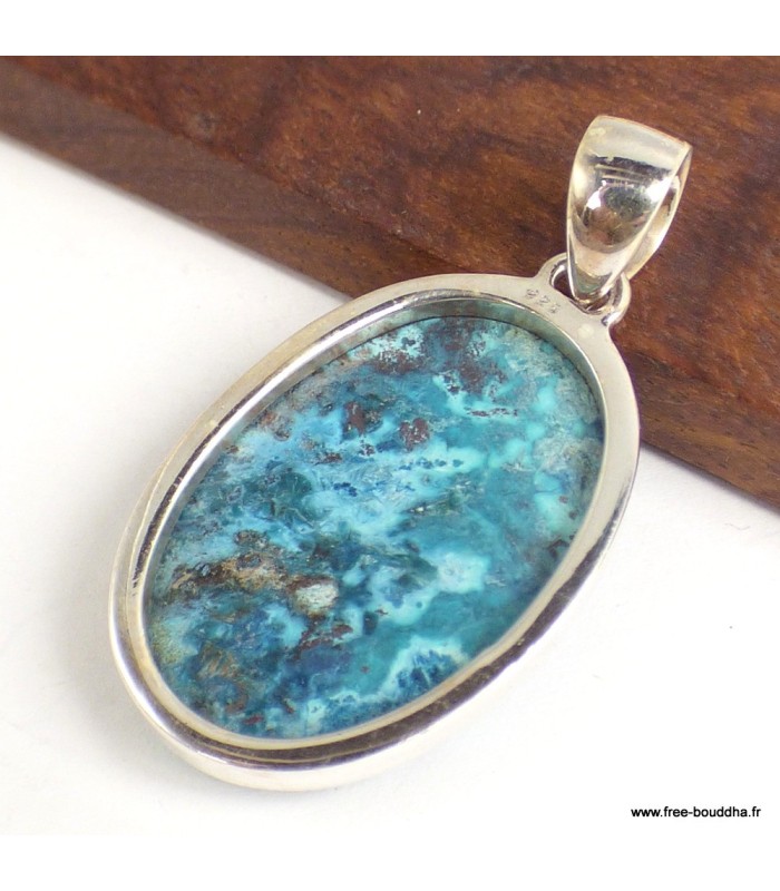 Pendentif Shattuckite authentique d’Arizona et Argent 925