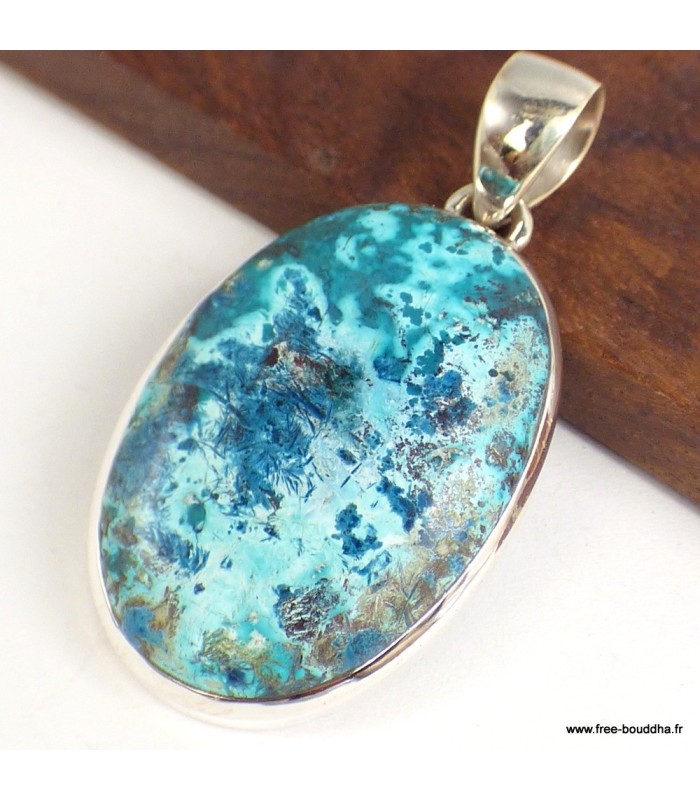 Pendentif Shattuckite authentique d’Arizona et Argent 925