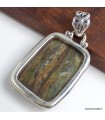 Pendentif Opale verte Impériale argent 925, Véritable pierre naturelle