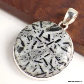 Pendentif rond en Hornblende - Pendentifs pierres naturelles