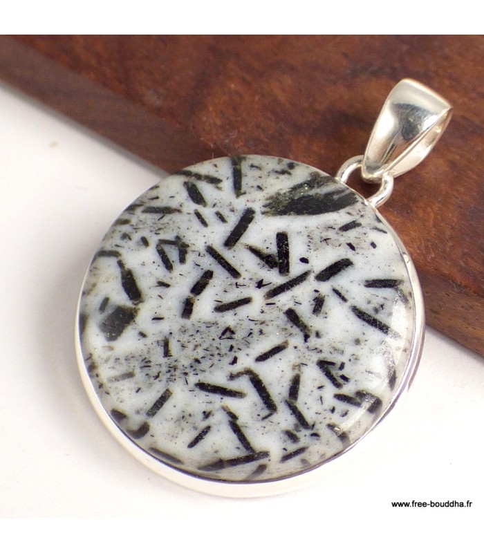 Pendentif Hornblende Véritable – Bijou argent 925 poinçonné
