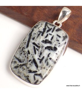 Pendentif Hornblende rectangulaire du Canada – Argent 925 certifié