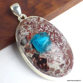 Cristal de Cavansite sur roche-mère - Pendentifs pierres naturelles