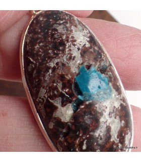 Gros pendentif Cavansite véritable argent 925 avec certificat