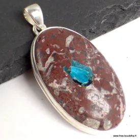 Pendentif Cavansite sur roche-mère - Pendentifs pierres naturelles