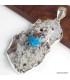 Pendentif Cavansite sur roche-mère très gros authentique et Argent 925