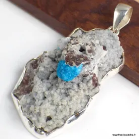 Très gros pendentif Cavansite sur roche-mère - Pendentifs pierres naturelles