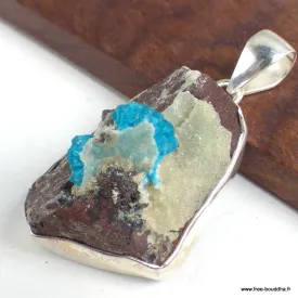 Pendentif argent Cristal de Cavansite - Pendentifs pierres naturelles
