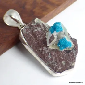 Pendentif argent Cristal de Cavansite - Pendentifs pierres naturelles