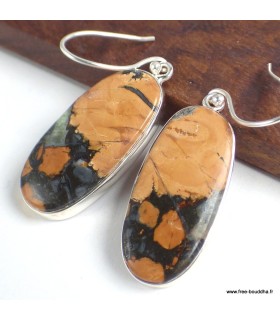 Boucles d’oreilles Jaspe Maligano Indonésie – Argent 925 authentique