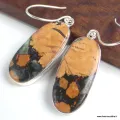Boucles d'oreilles pendantes en Jaspe Maligano ocre noir - Bijoux en Jaspe