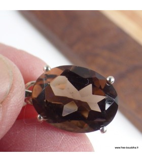 Pendentif Quartz fumé serti griffes argent 925 véritable certifié