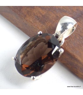 Bijou Quartz fumé pendentif serti griffes