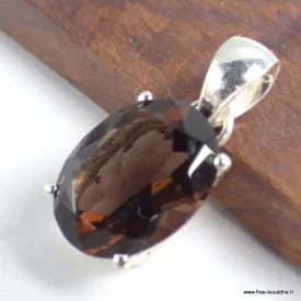Bijou Quartz fumé pendentif serti griffes - Bijoux en Quartz Fumé
