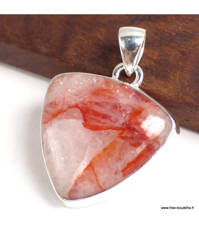 Pendentif en Quartz Hématoïde véritable – Argent 925 poinçonné