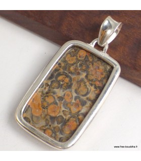 Pendentif Jaspe Léopard rectangulaire – Argent 925 certifié