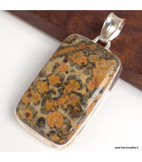 Pendentif Jaspe Léopard rectangulaire – Argent 925 certifié