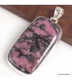 Pendentif Rhodonite AAA rectangulaire – Argent 925 authentique