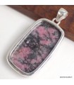 Pendentif Rhodonite AAA rectangulaire – Argent 925 authentique
