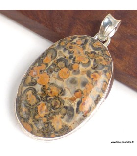 Pendentif Jaspe Léopard oval argent 925 certifié
