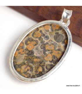 Pendentif Jaspe Léopard oval argent 925 certifié