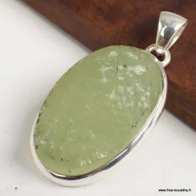 Pendentif en Préhnite brute forme ovale - Pendentifs pierres naturelles