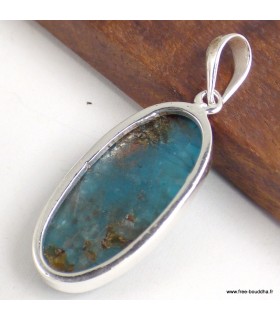Pendentif apatite bleue ovale allongée en argent 925 certifié