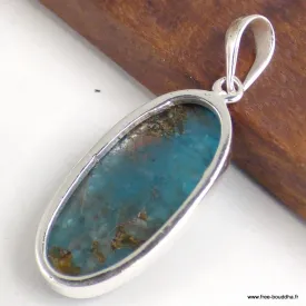 Pendentif Apatite bleue ovale allongée - Bijoux en Apatite bleue