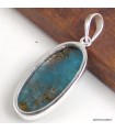 Pendentif apatite bleue ovale allongée en argent 925 certifié