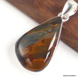 Pendentif asymétrique en Pietersite qualité AAA gris fauve - Pendentifs pierres naturelles