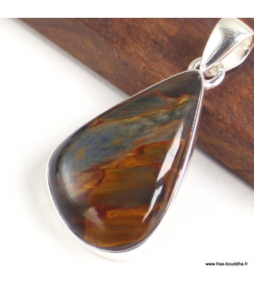 Pendentif Pietersite asymétrique argent 925 authentique AAA