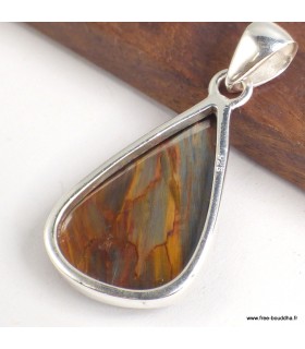 Pendentif Pietersite asymétrique argent 925 authentique AAA
