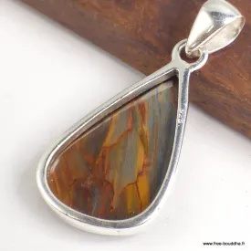 Pendentif asymétrique en Pietersite qualité AAA gris fauve - Pendentifs pierres naturelles