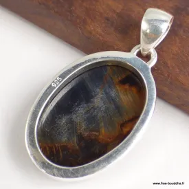 Pendentif oval en Pietersite qualité AAA gris fauve-cz - Pendentifs pierres naturelles