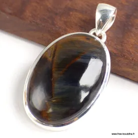 Pendentif oval en Pietersite qualité AAA gris fauve-cz - Pendentifs pierres naturelles