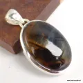 Pendentif oval en Pietersite qualité AAA gris fauve-cz - Pendentifs pierres naturelles