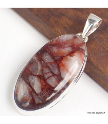 Pendentif en Quartz Hématoïde véritable – Argent 925 poinçonné
