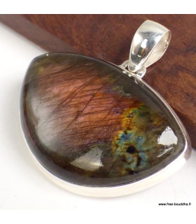 Pendentif Labradorite violette argent 925, pierre naturelle certifiée
