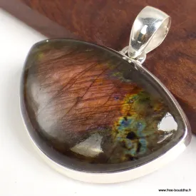 Gros pendentif Labradorite violette semi-rond - Pendentifs pierres naturelles